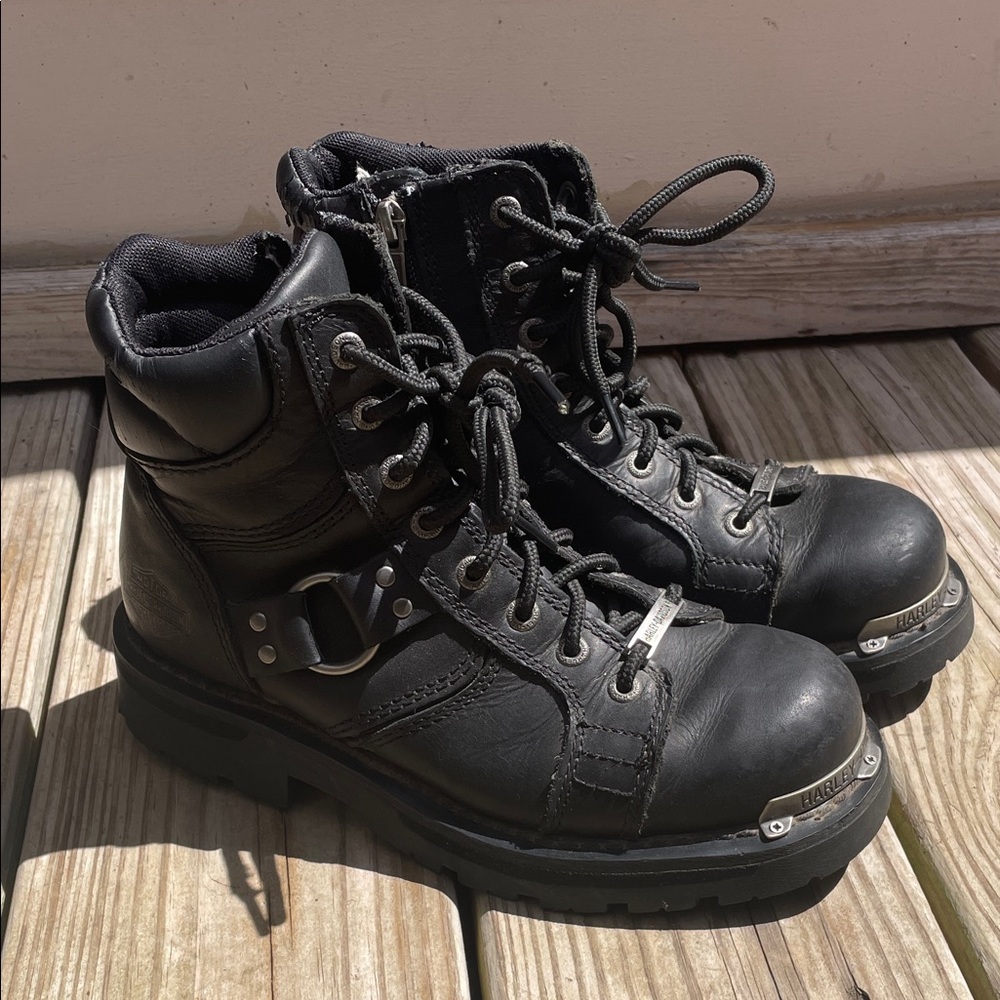 Harley Davidson WOMEN'S"Maddy"  Black Leather Riding Lace-Up Boots Size 7